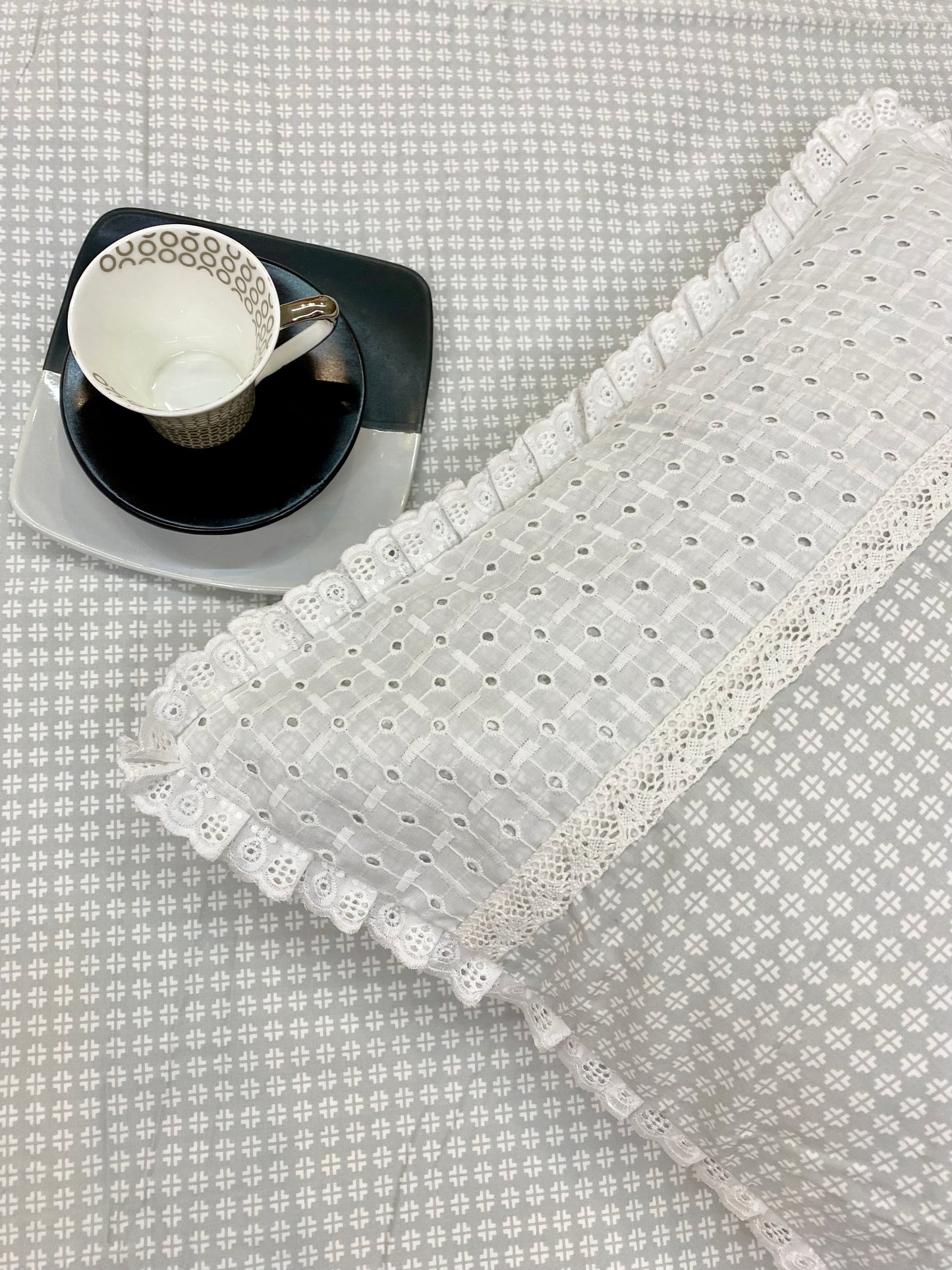 Bedsheet - Grey Geometric (Bedsheet + 2 Designer Pillowcases)