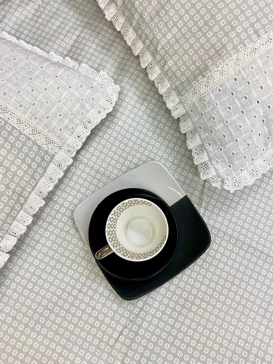 Bedsheet - Grey Geometric (Bedsheet + 2 Designer Pillowcases)