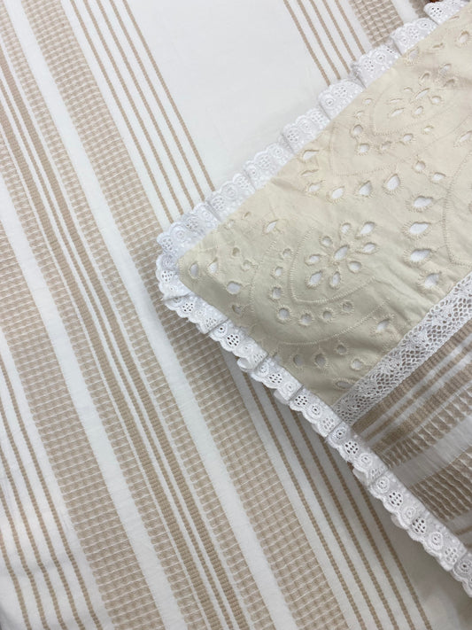 Bedsheet - Beige Lines (Bedsheet + 2 Designer pillowcases)