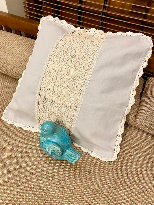 Cushion Cover - Ash & Beige Crochet (Cushion Cover)